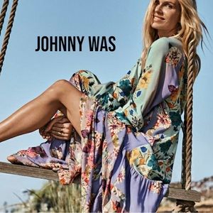 BEAUTIFUL JOHNNY WAS BRILLIANTLY PATTERNED MID SLEEVE DRESS Size L